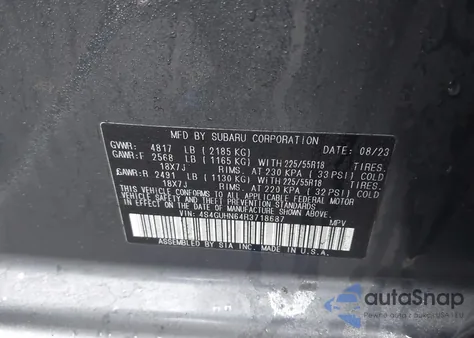 2024 Subaru Crosstrek Limited z USA, uszkodzony, nr VIN 4S4GUHN64R3718687